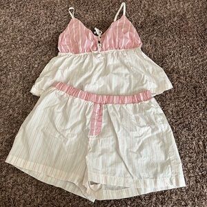 Chic Striped Pink and White Pajama Set